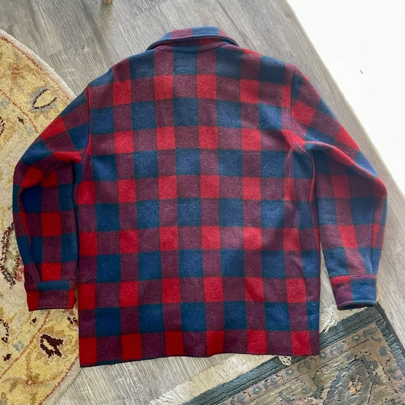 Vintage 1950s Congress Sportswear Macys Mens Classic Plaid Wool Flannel Coat - Picture 11 of 15